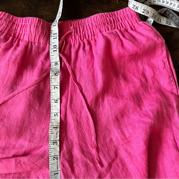 STARK X 100% Linen Wide Leg Pants Size Medium Hot Pink High Rise Pull On Linen - Picture 3 of 13